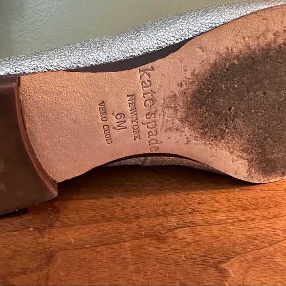 Kate Spade Silver Shimmer Metallic Pointed Toe Loafer Flats - Picture 6 of 6